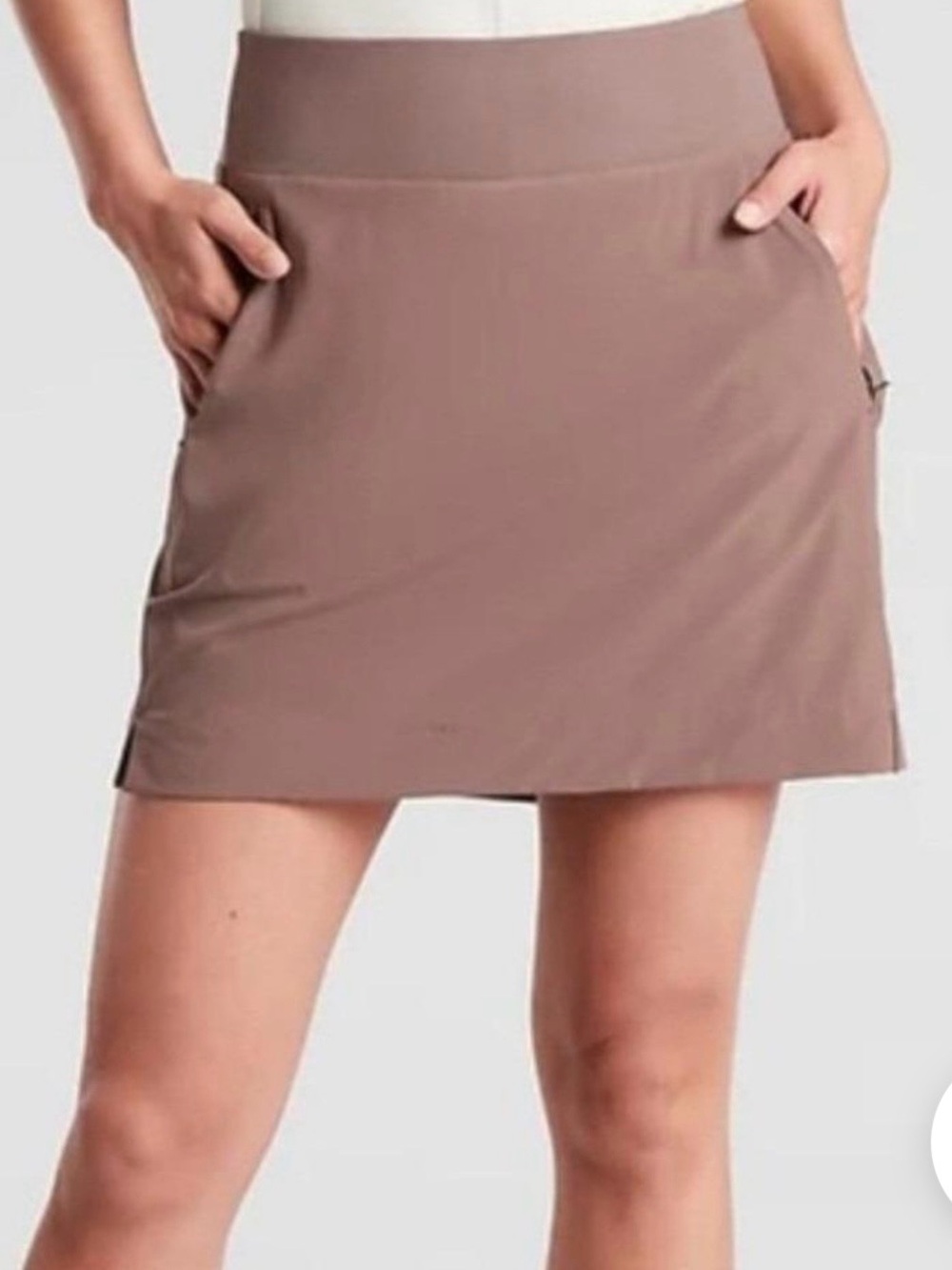 Athleta SoHo Skort Built in Shorts in Mineral Brown & Zip Pockets - SZ Small/2